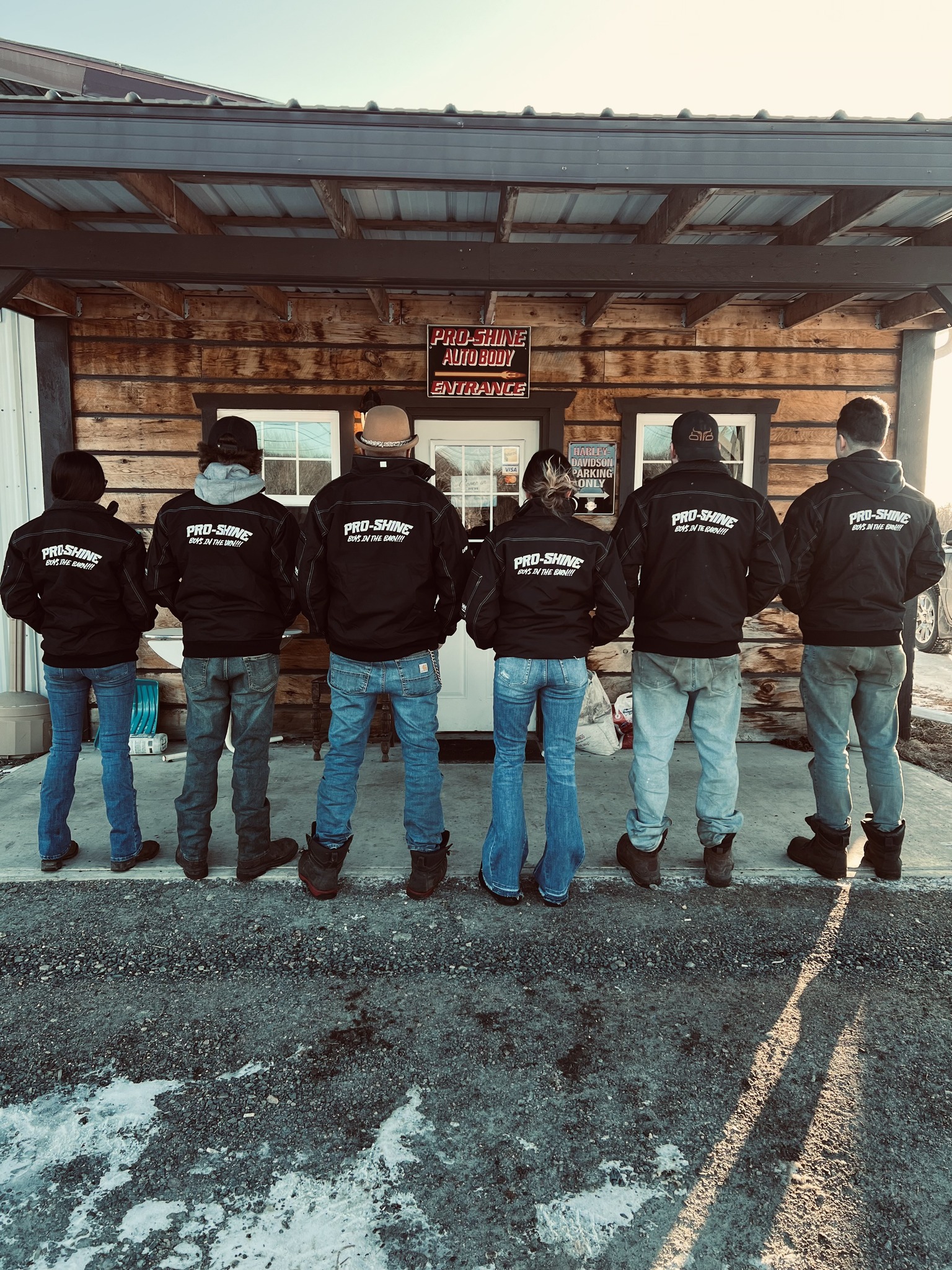 The Pro-Shine crew wearing their team jackets