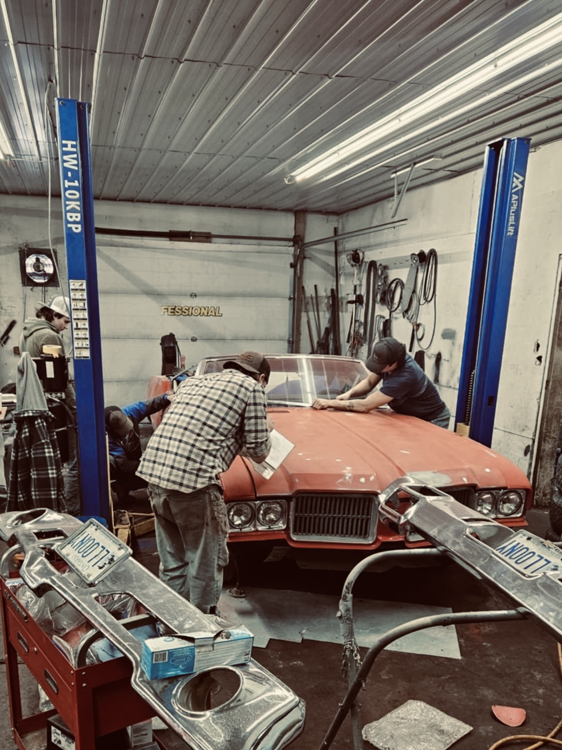Vintage rusty pickup truck with Canadian flag at The Barn